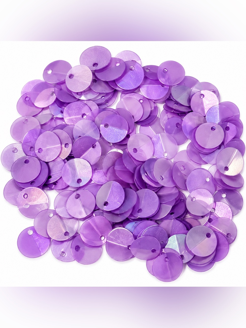 250 Purple Iridescent Folded Sequins | 8mm Side-Hole Embellishments